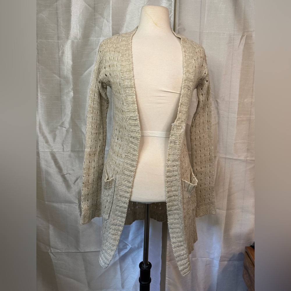Poof! Cream Knit Open-Front Cardigan